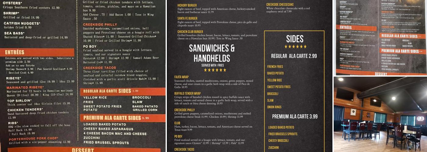 Creekside Menu