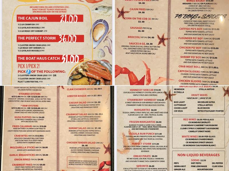 Boat Haus LLC Menu