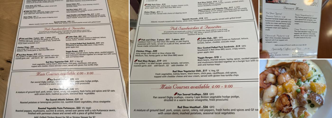 The Red Shoe Menu