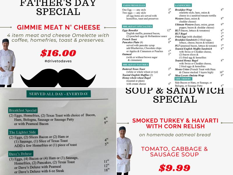 Dave's Diner Menu