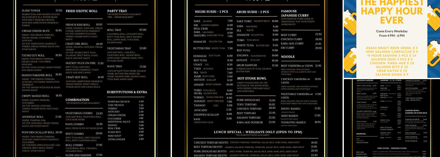 Sushi Wave Menu