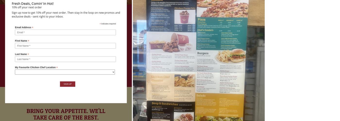 Esso - Chicken Chef Menu