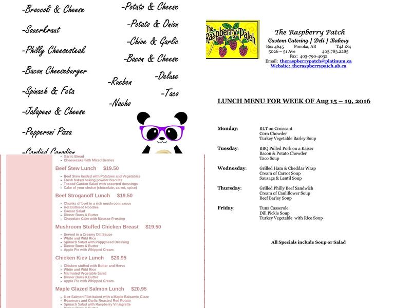 Raspberry Patch Custom Catering The Menu