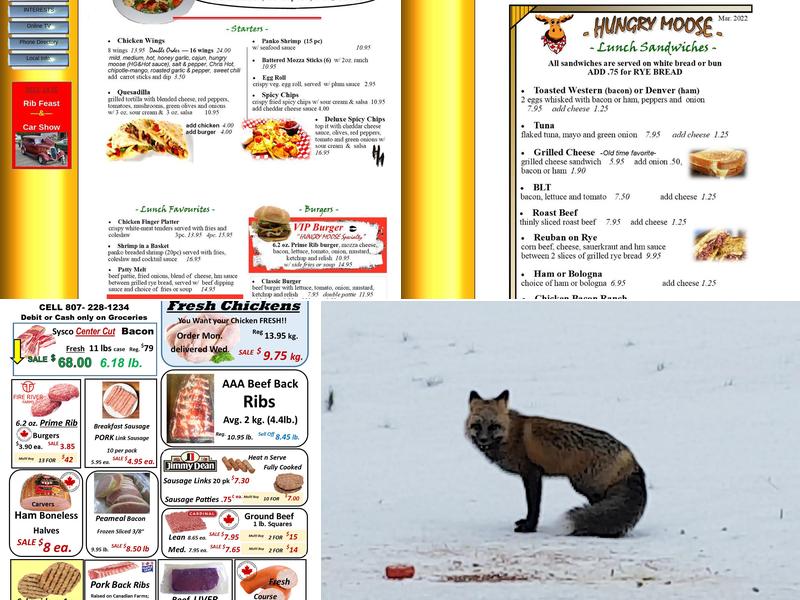 Rongie Lake Motel and Hungry Moose Restaurant Menu
