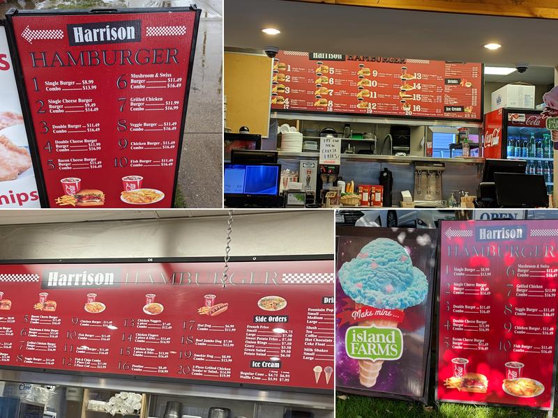 Harrison Hamburgers Menu