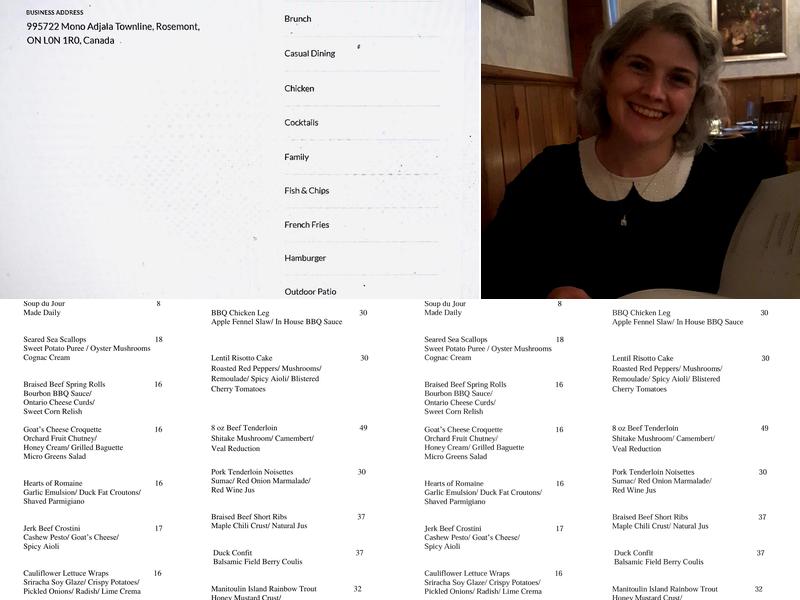 The Globe Restaurant Menu