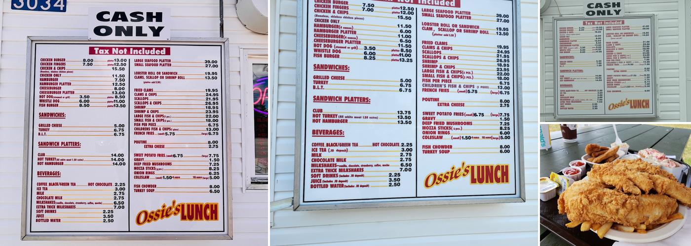 Ossie's Lunch Menu