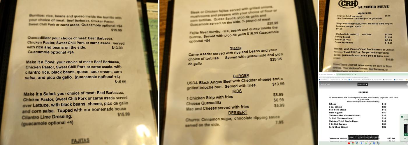 Challis Roadhouse Menu