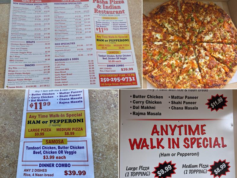 Pasha's Pizza & Indian Food Menu