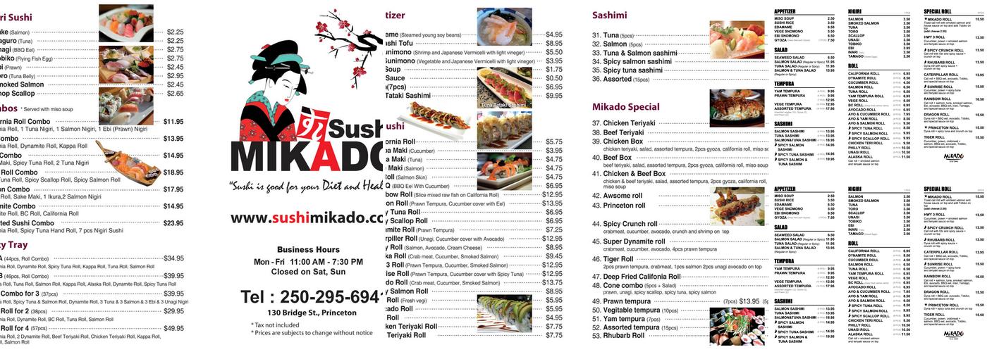mikado sushi Menu