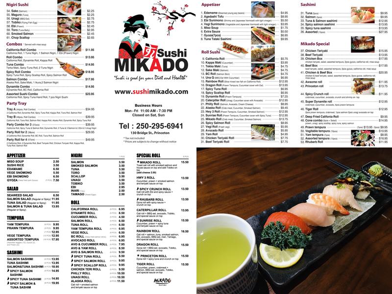 mikado sushi Menu