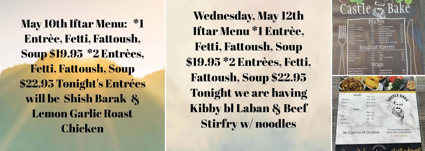 Castle Bake Pita Menu