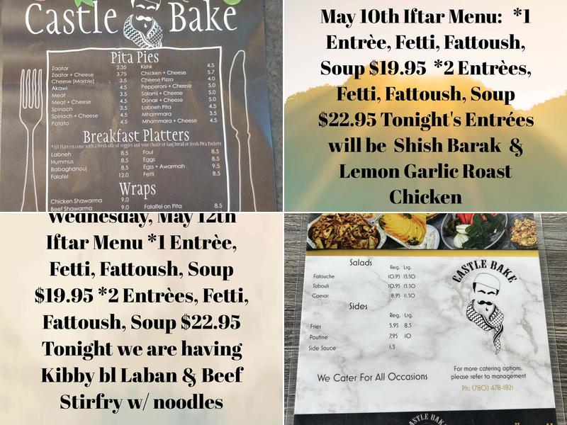 Castle Bake Pita Menu
