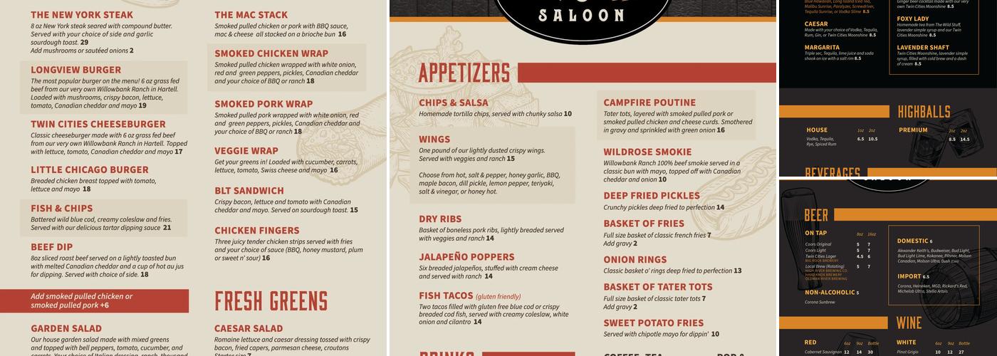 TWIN CITIES SALOON Menu