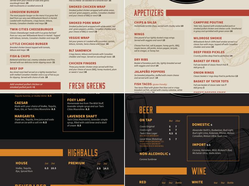 TWIN CITIES SALOON Menu