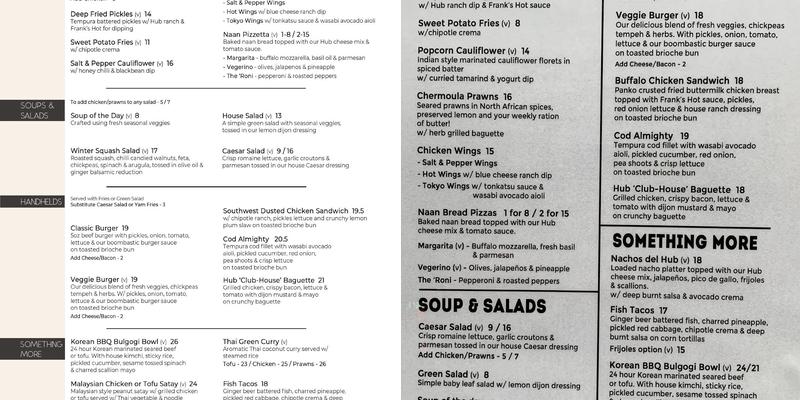 The Hub | Pub & Eatery Menu
