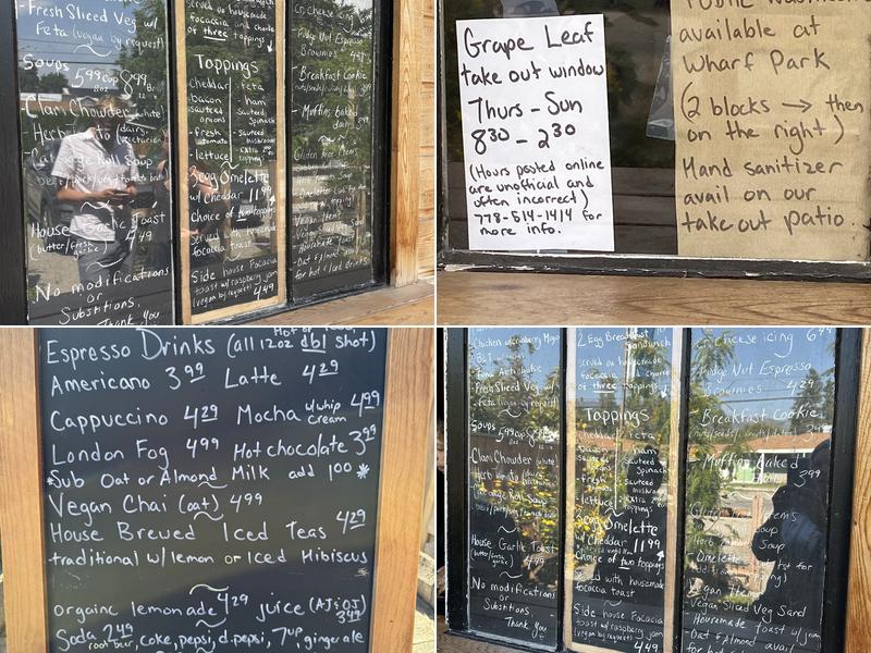 Grape Leaf Café Menu