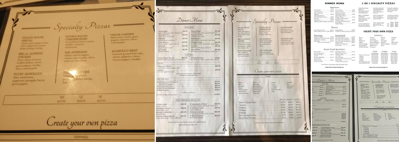 Stratis Mediterranean Grill Menu