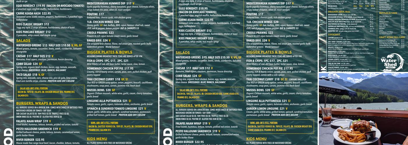 The Watershed Grill Menu