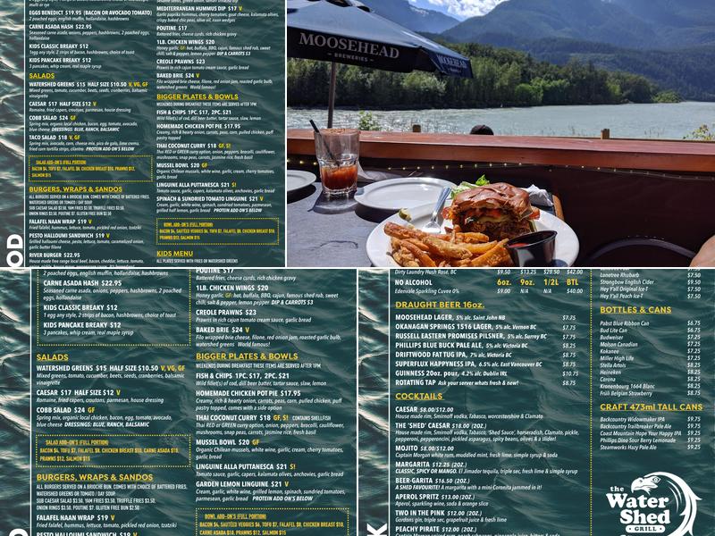 The Watershed Grill Menu
