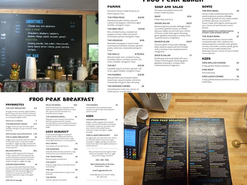 Frog Peak Cafe Menu