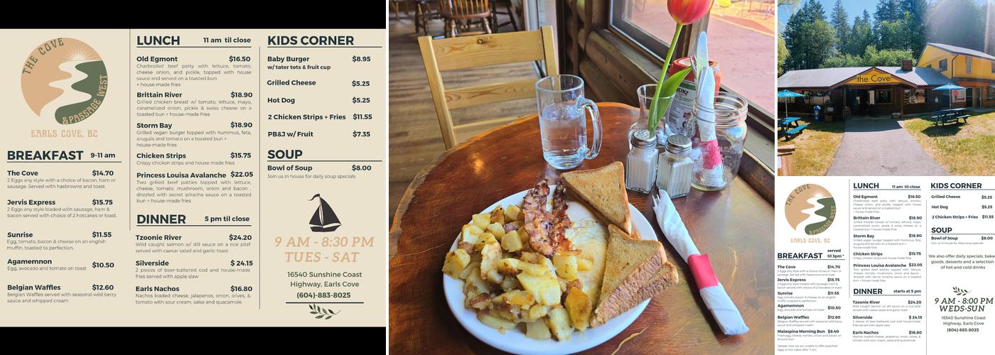 The Cove Restaurant and Lodge Menu