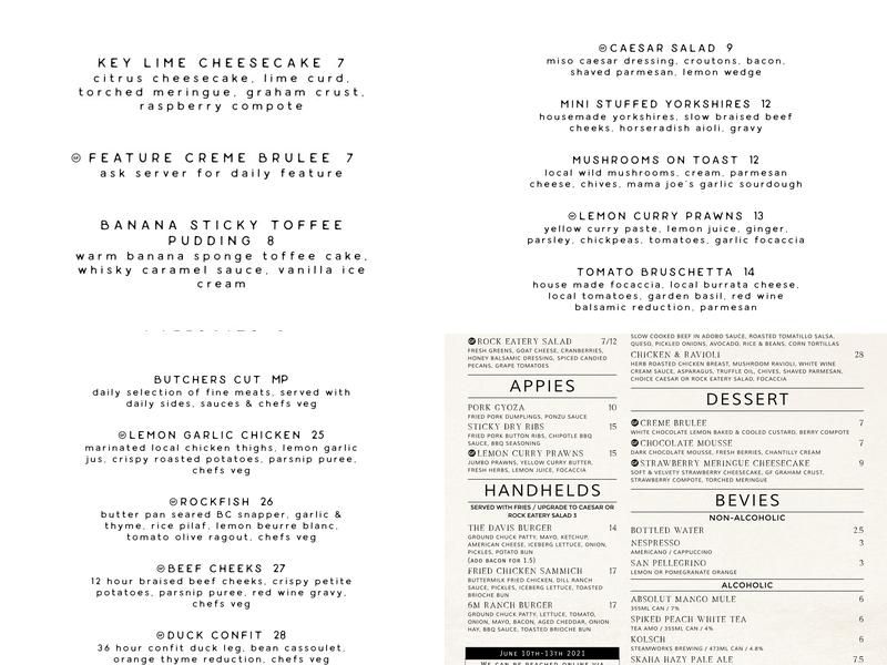 The Rock Eatery Menu