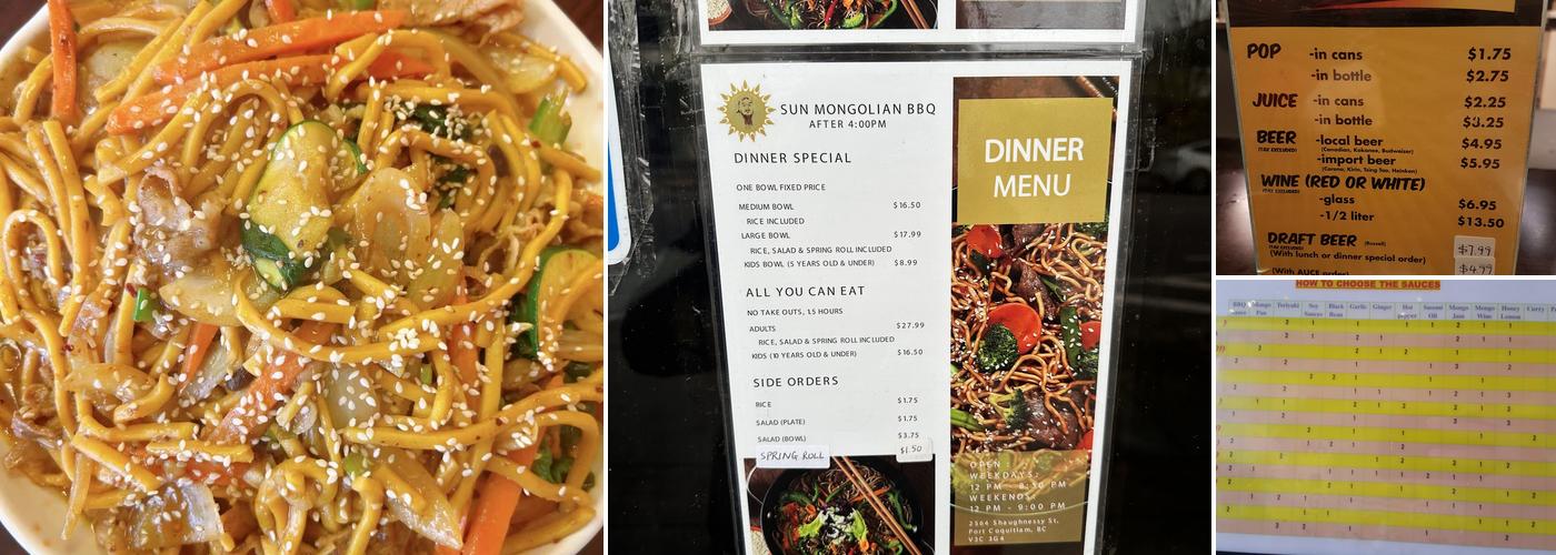 Sun Mongolian BBQ Menu