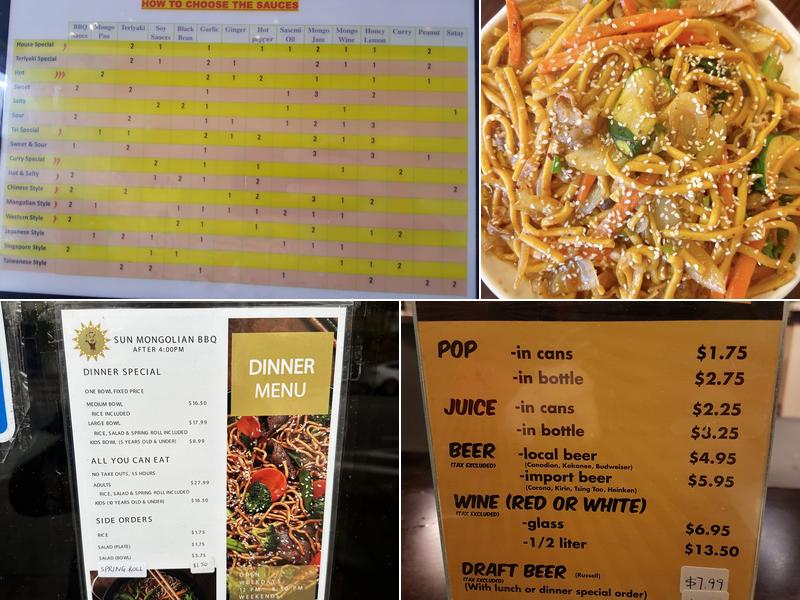 Sun Mongolian BBQ Menu