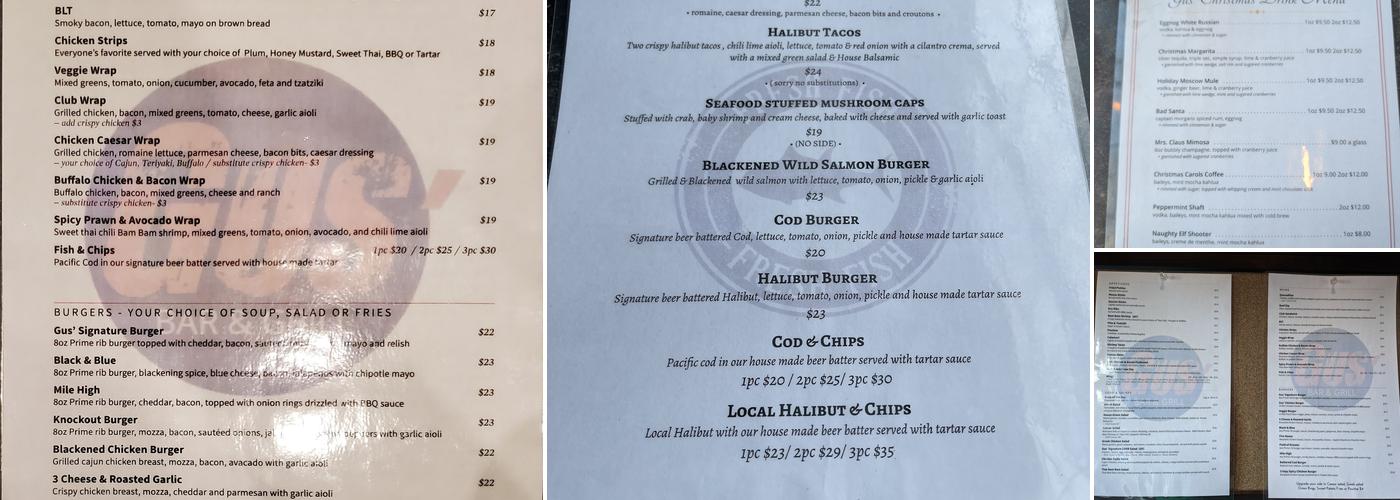 Gus's Pub Menu