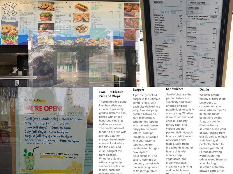 Emdee Fish and Chips Menu