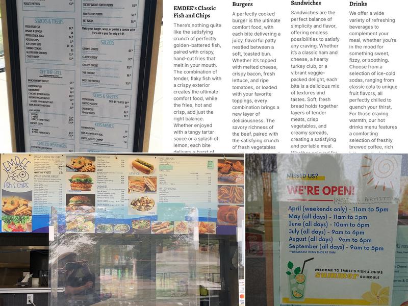 Emdee Fish and Chips Menu