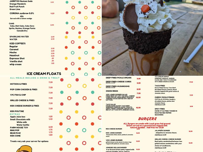 Jonesies Pennfield Take Out Menu