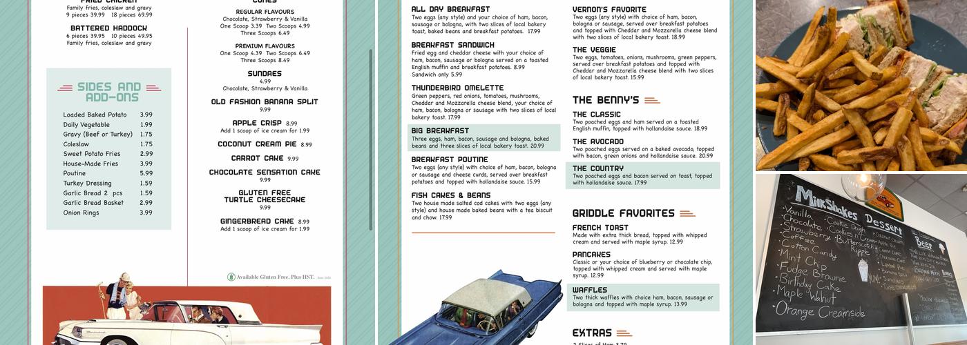 Vernon’s Thunderbird Diner Menu