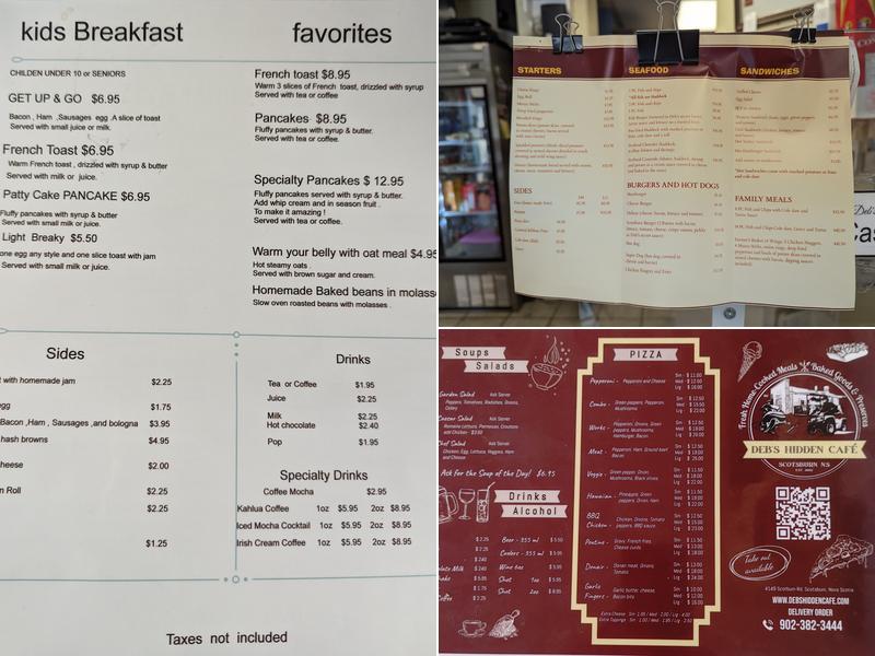 Deb's Hidden Cafe Menu