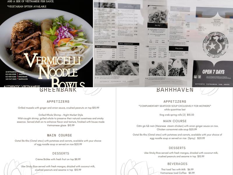 Authentic Vietnamese Pho House (BARRHAVEN) Menu