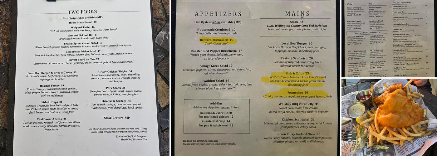 Two Forks Menu