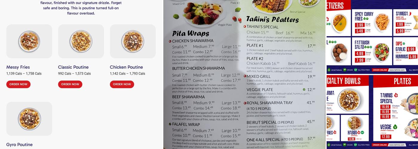 Tahini's Menu