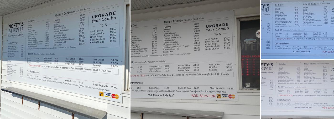 Nofty's Home Fries Menu