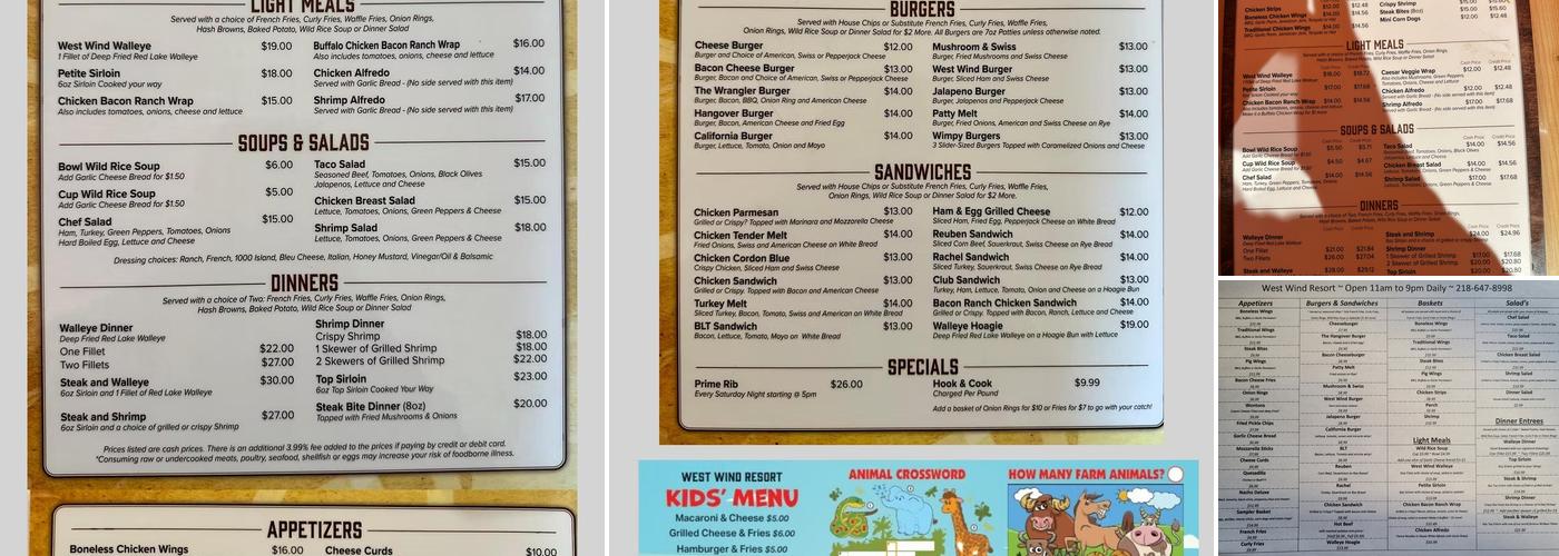 West Wind Resort Menu