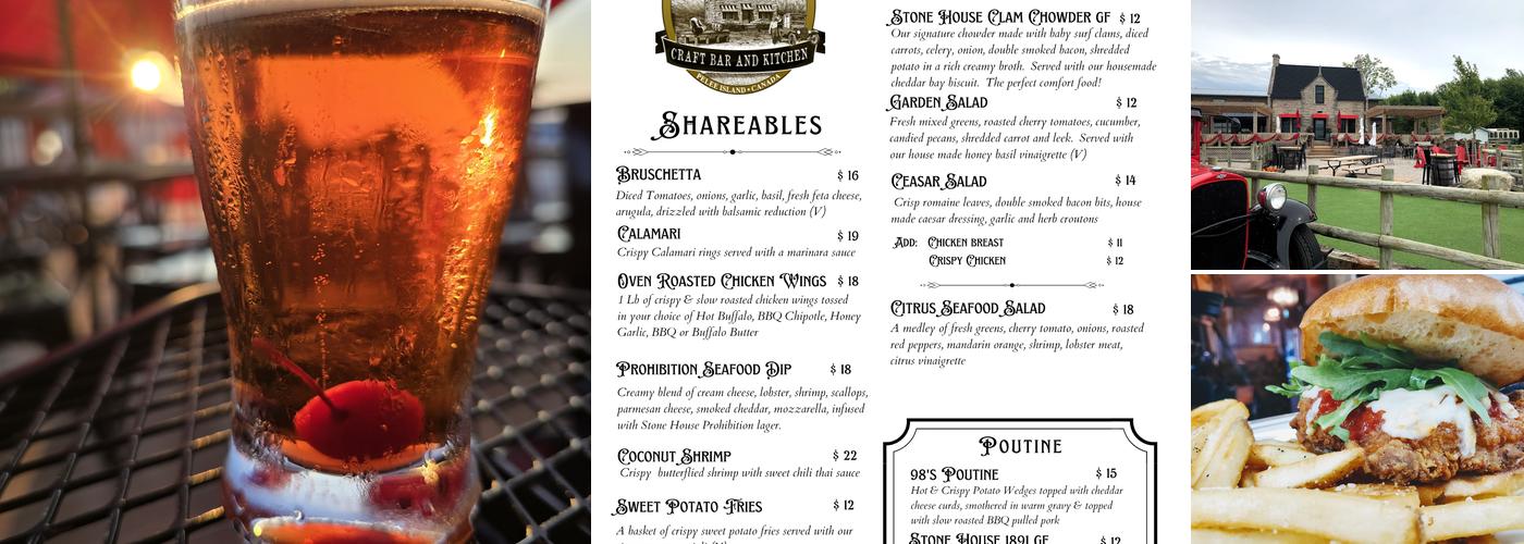 Stone House 1891 Menu