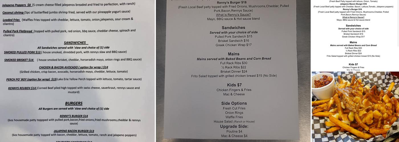 Renny's The Village Smokehouse Menu