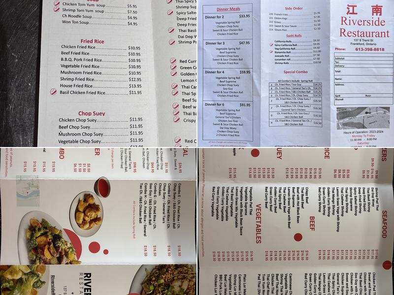 Riverside Restaurant Menu