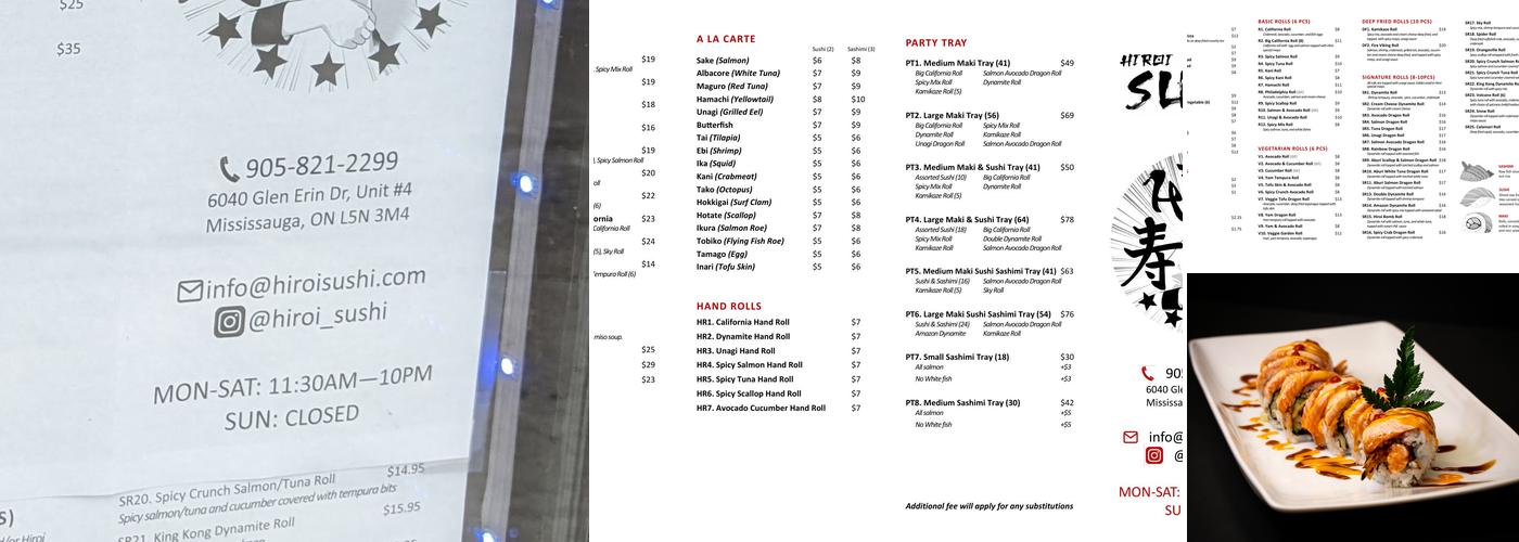 Hiroi Sushi Menu