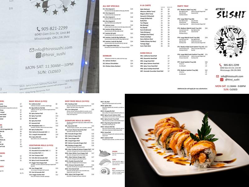 Hiroi Sushi Menu