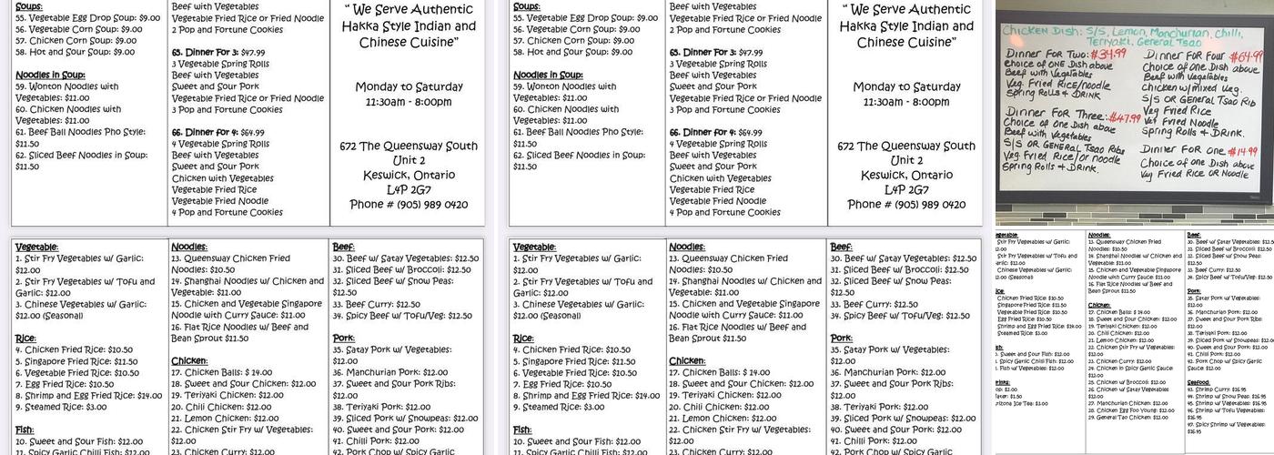 Queensway Noodle House Menu