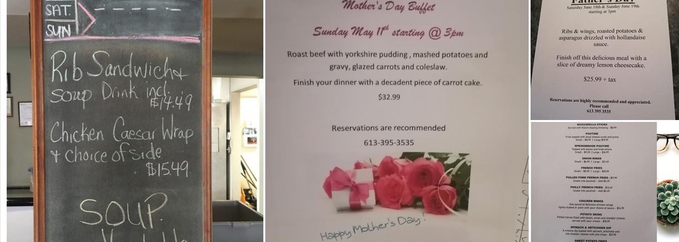 Springbrook Diner Menu