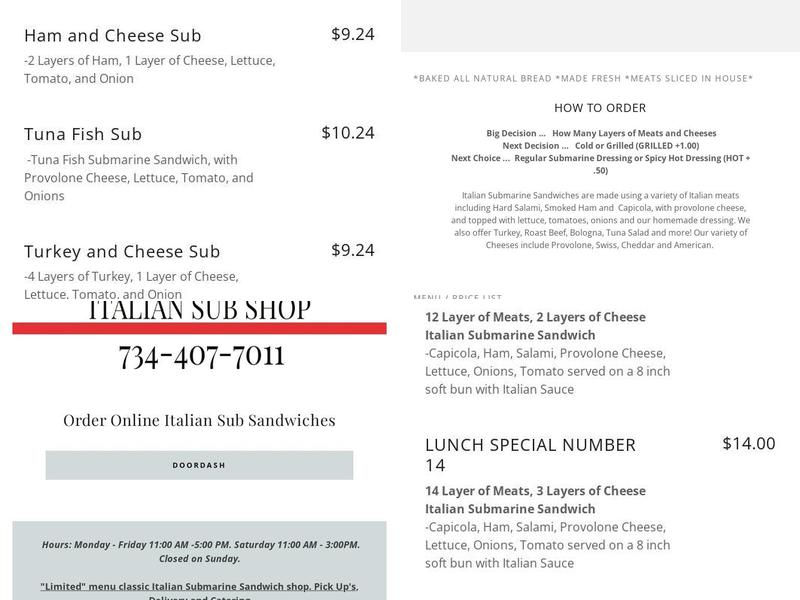 Lunch Wyandotte Menu