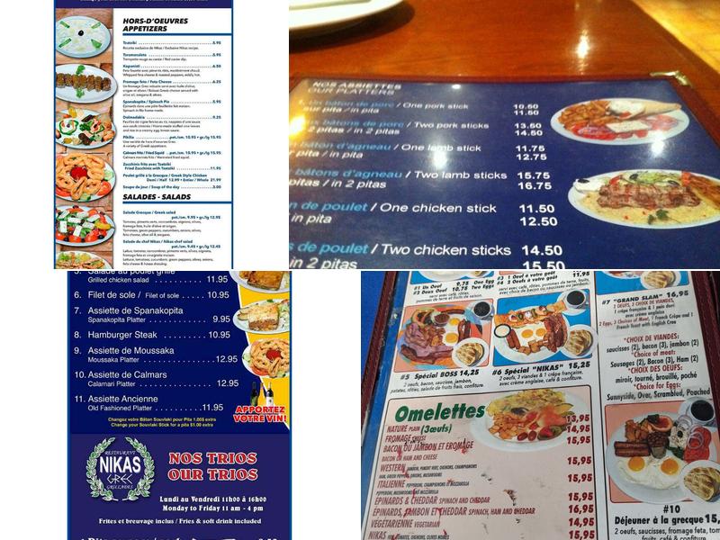 Restaurant Nikas Menu