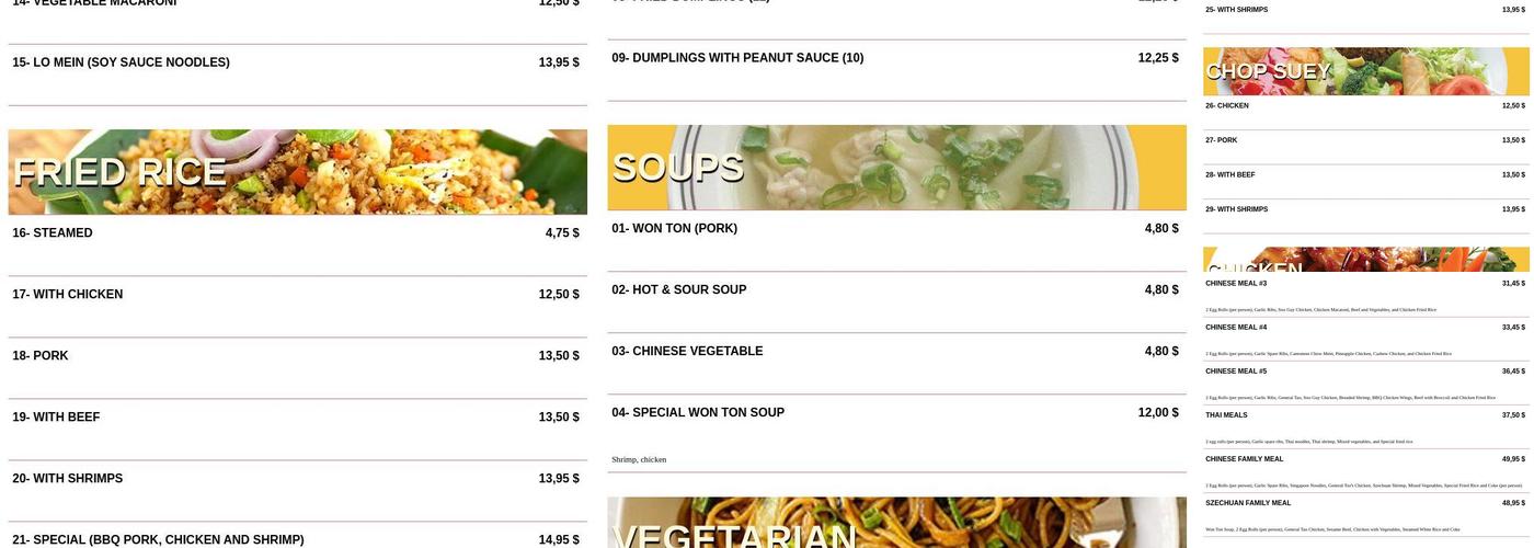Buffet Maison Chan Menu